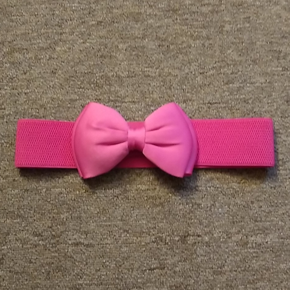 Pink Bow Stretch Belt - Women's Accessory